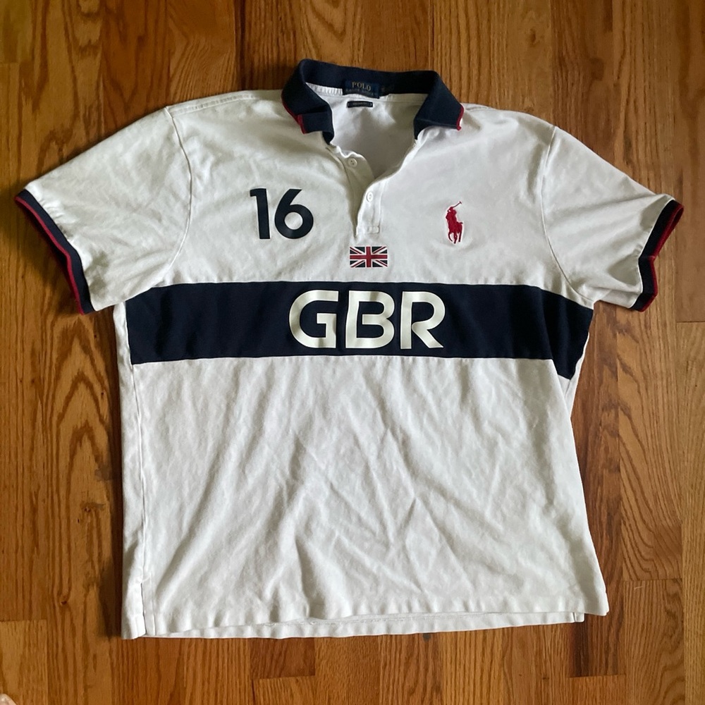 Vintage polo ralph lauren great britain polo jersey numbered custom fit xxl